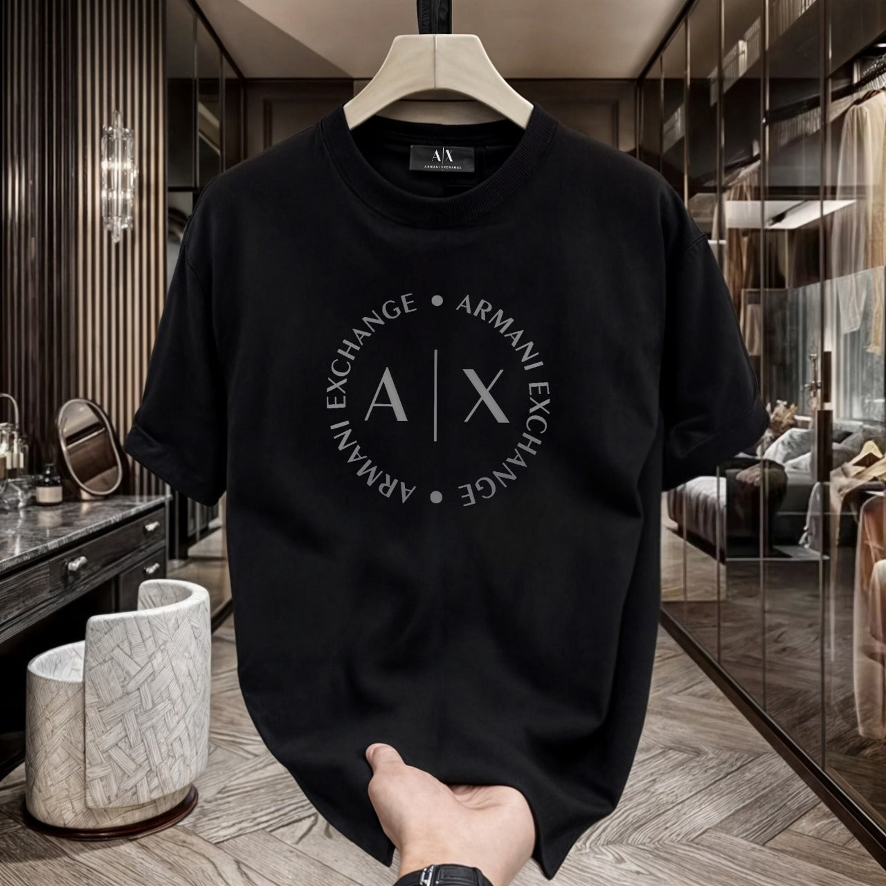 Men's Premium Selling T-Shirts (BD-SMALL AX WHITE+ARMANI ROUND)